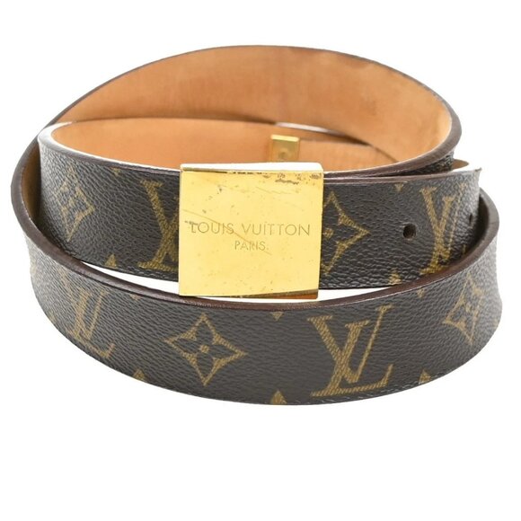 LOUIS VUITTON Ceinture Carre Belt Monogram Leather BN Gold Spain main image 6